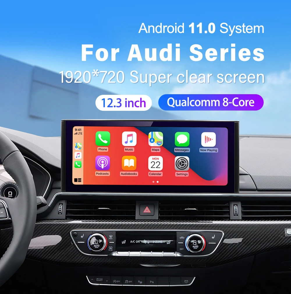 12.3”Android 10 Car Radio Multimedia Player GPS Navigation for Audi A4 A4L 2017-2019 Stereo CarPlay Head Unit Video 4G WiFi