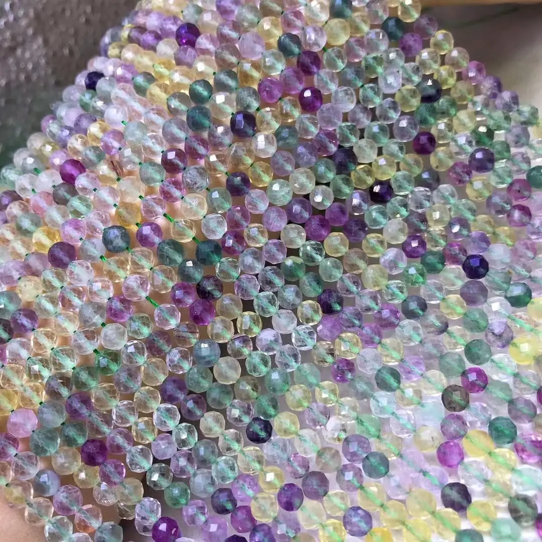 

loose beads fluorite candy color Round faceted 5mm nature for making jewelry necklace 14inch FPPJ wholesale