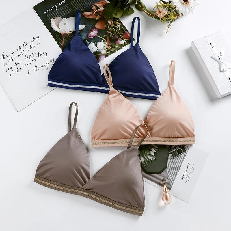 BANNIROU-Bralette Fino Sem Fio para Mulher, Lingerie Sexy, Roupa Interior Sem Costura, Suave Respirável, Biquíni De Seda De Gelo, Sutiãs Sem Fio, 1Pc