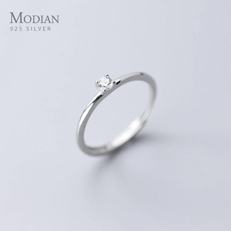 Modian Shining Clear CZ Geometric Ring for Women Fashion Genuine 925 Sterling Silver Free Size Ring Fine Jewelry 2020 New