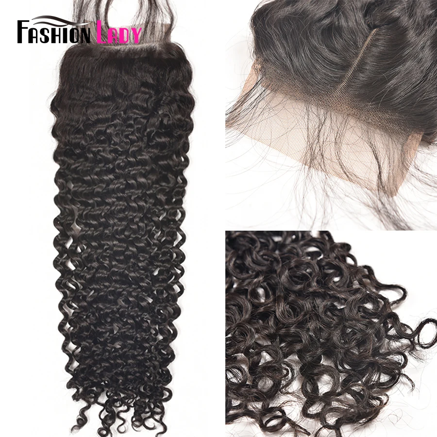 Fashion Lady-extensiones de pelo ondulado brasileño, accesorio capilar rizado Pre coloreado con cierre, no remy, 1b #