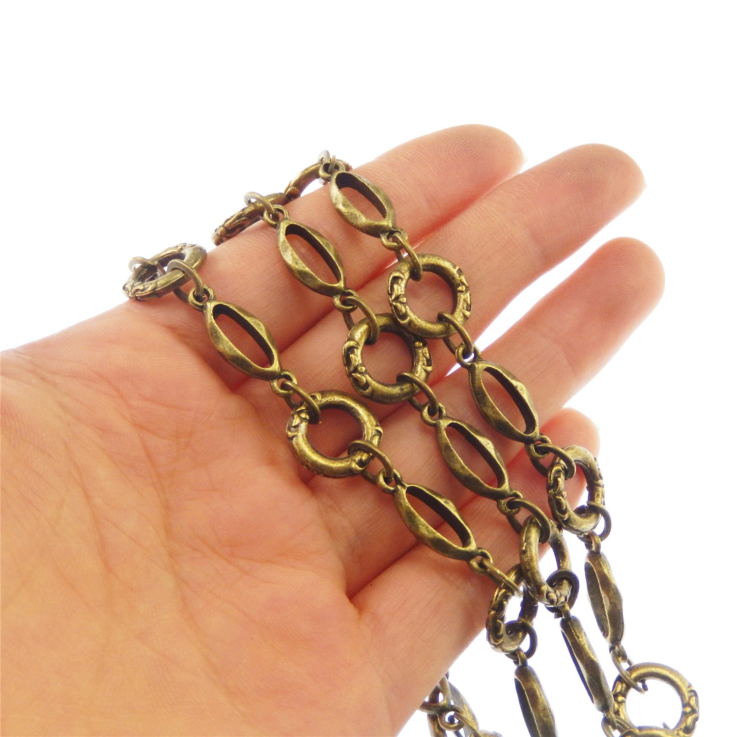 1 Meter/Pack Antique Bronze Vintage Metal Linkchain For Necklace Bracelet Women Hand Bag Chain Jewelry Making Accessory