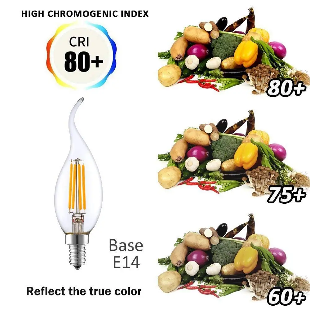 Retro LED Filament Candle Light Bulb E14 220V E12 4W 6W C35T Warm White Vintage Salt Lava Lamp Chandelier Replacement Ampoule