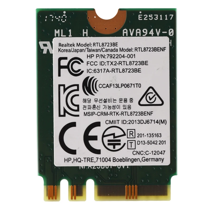 Adaptador sem fio para placa realtek rtl8723be 802.11n wifi, bluetooth 4.0 ngff card sps 2006-001 843338 mbps