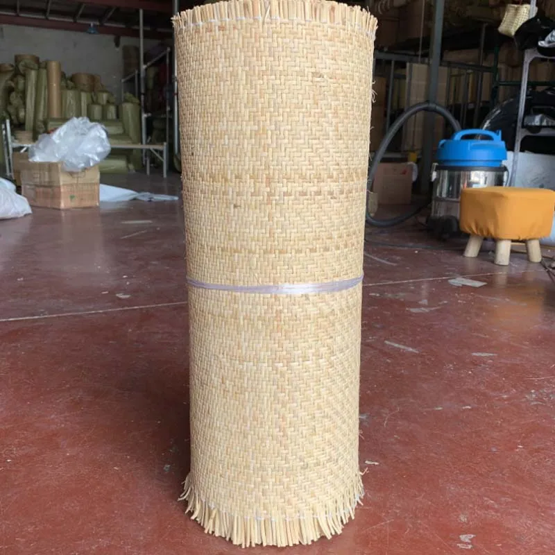 L Shape Natural Indonesian Real Rattan Cane Webbing Roll Handmade Weaving Material Furniture Chair Table Ceiling Cabinet
