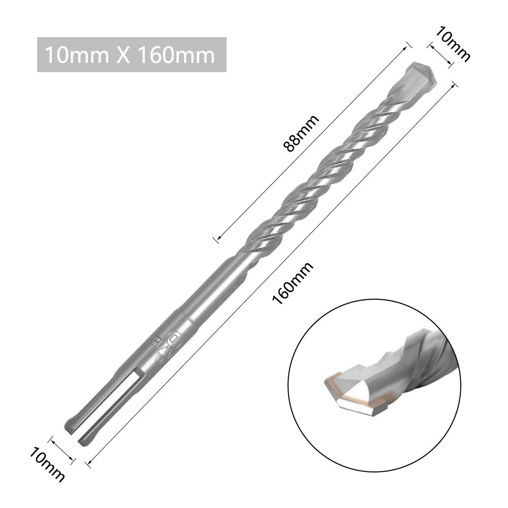 10-teiliges Elektrohammer-SDS-Plus-Bohrerset 160mm für Beton, Ziegel, Mauerwerk, Lochsäge-Bohrer 4mm 5mm 6mm 018 – Detail 12