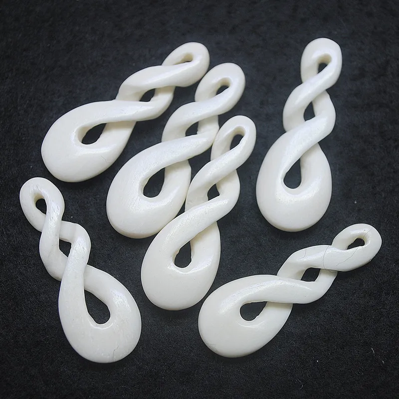 2PCS Natural Bone Beads Accessories Carving Music Signs DIY Findings 35MM Jewelry Parts Free Shipping