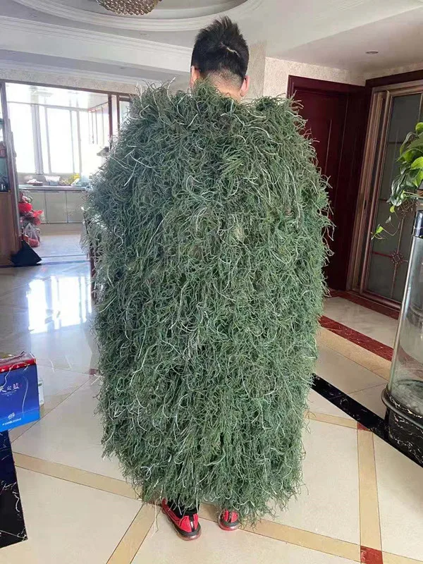 Camouflage Jungle Ghillie Suit Handmade Knitting 125x150cm Men\'s and women\'s cloak camouflage net exhibition decoration