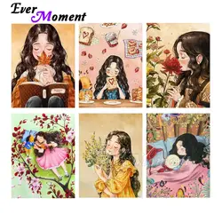 Ever Moment Diamond Painting Girl Portrait Home Decoration Full Square Round Stones Resin Drill Painting By Diamond ASF2172