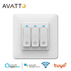 AVATTO-Interruptor Cortina Cortina WiFi para Obturador de Rolo, Motor Elétrico, Trabalhar com Tuya App, Google Home, Controle Remoto Alexa Voice