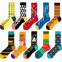 DTSTARZG1 pair men socks combed cotton bright colored funny socks men's calf crew socks for business causal dress wedding gift