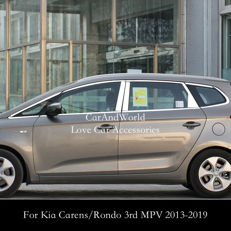 

For Kia Carens RP 3rd Generation Rondo MPV 2013-2019 Stainless Steel Car Door Window Pillar Frame Middle Column Trim Accessories