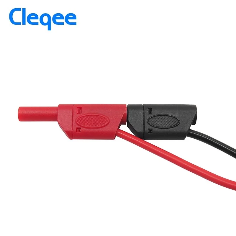 Cleqee P1050 5PCS Dual Safe Stackable 4mm Banana Plug Soft Test Lead Cable Double-ended for Digital Multimeter 1M