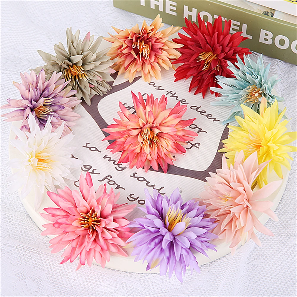 10/20Pcs Artificial Silk Chrysanthemum Flower Heads Fake Flowers For Hair Accessories Bouquet Making Wedding Party Decorations