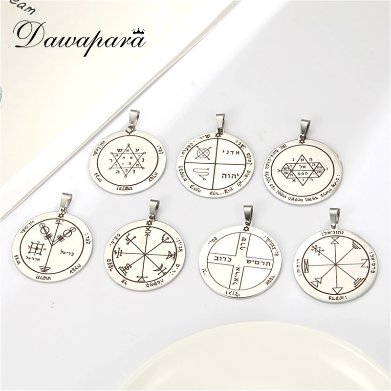 Dawapara Seal of Solomon Pendant for Necklace Stainless Steel Vintage Amulet Supernatural Jewelry