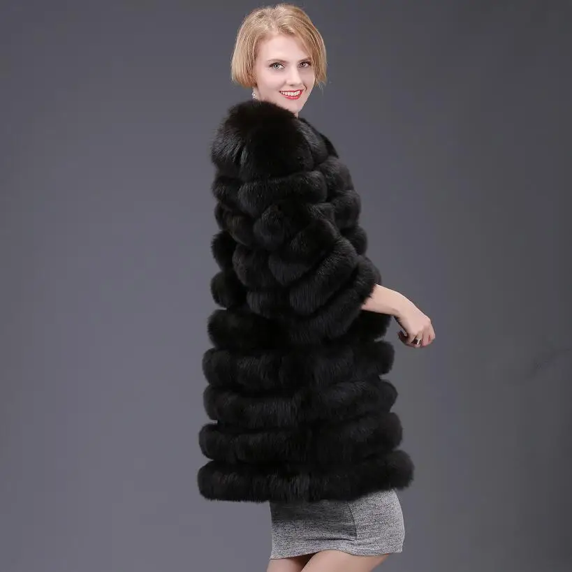 Real Fox Fur Coat for Women, Removable and Convertible Vest, Luxury Thicken Warm Coat, Monochrome Fur, 4 in 1