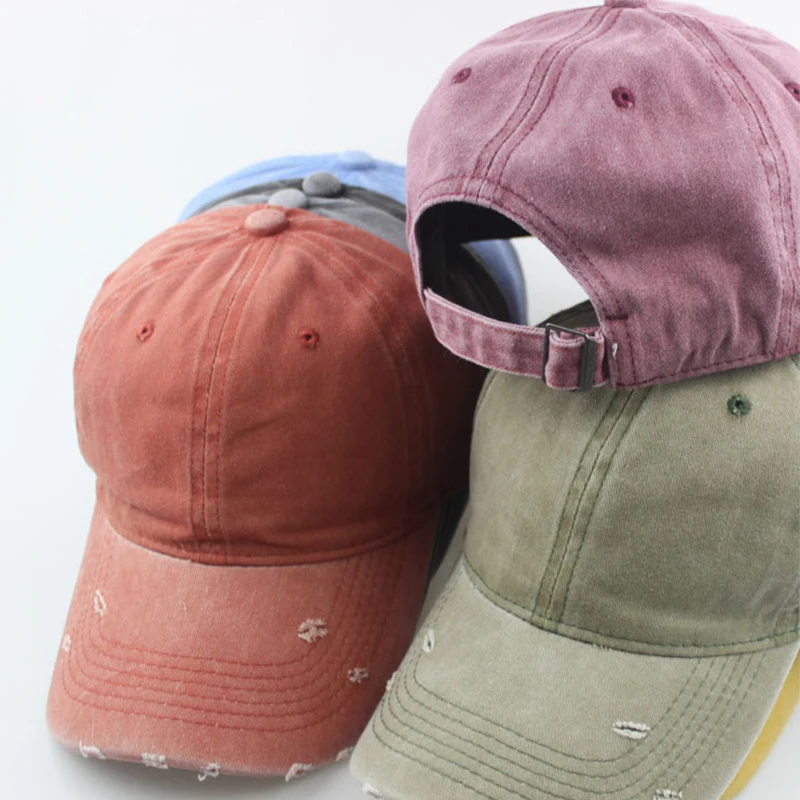 New Unisex Vintage Washed Cotton Baseball Cap Solid Color  display picture 1