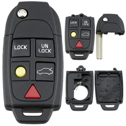 5 Buttons Flip Remote Key Case FOB Replacement Fit for VOLVO S60 2000-2009 / S80 1999-2006 /V70 2000-2007 XC90 2002-2013 Car Key