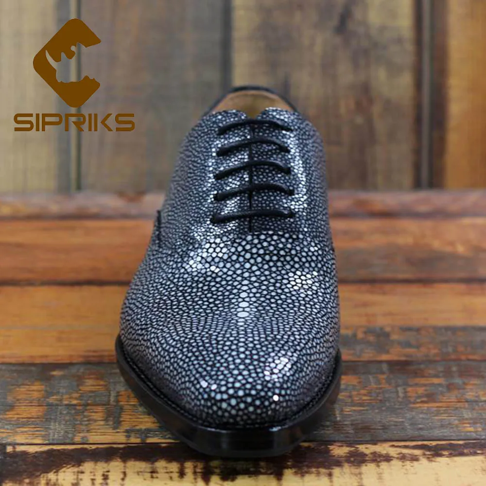 Sipriks Mens Stingray Skin Dress Oxfords Luxury Brand Custom Sewing Welted Shoes Boss Business Office Gents Suit Formal Tuxedo