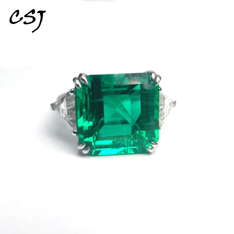 

CSJ Fine Jewelry Custom Made Lab Grown Emerald Ring For Diy Jewelry 14k Gold Au585 Mossanite Gem Ring For Women Party Gift