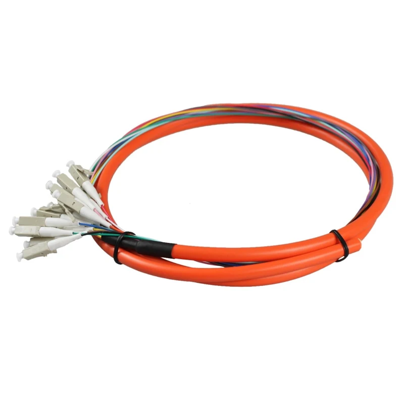 High Quality LC 12 Cores Optical Fiber Pigtail FTTH OM3 LC UPC 12 Core Simplex multimode Fiber Optic Pigtail