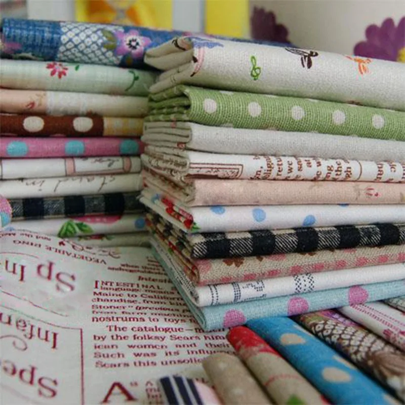 Booksew 20pcs 25cm*27cm Floral Linen Fabric Bundles For Patchwork DIY Crafts Projects Free Shipping,Wear-resistant,No Repeat,