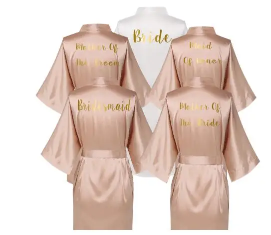 2019 Summer Women Silk Satin Robes Letter Wedding Bath Robe Bridesmaid Maid of Honor Bride Dressing Gown Clothes Skirt 01