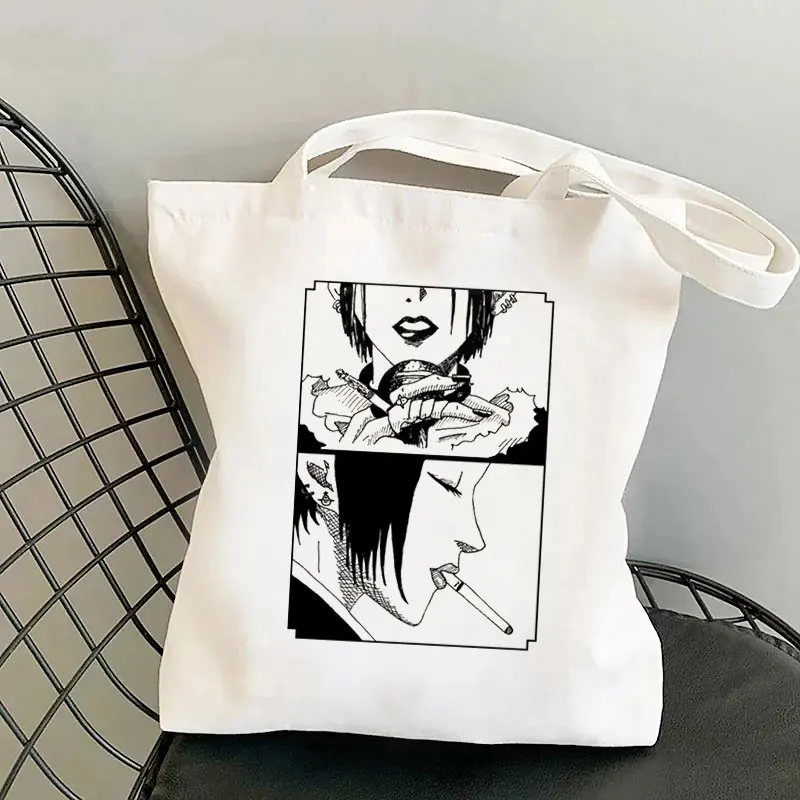 Japanese Anime Nana Print Harajuku Reusable Shopping Bag Foldable Canvas Tote Bag Shoulder Bag Teacher Book Bag Eco Travel Bags