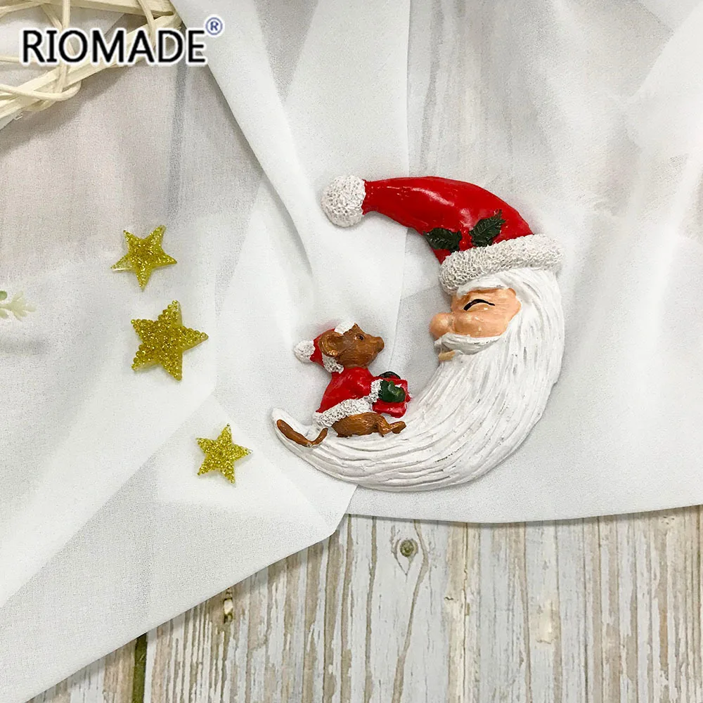 Santa Claus Moon Shape Fondant Silicone Mold With Star Squirrel For Christmas Chocolate Dessert Biscuit Sugar Baking Cake Tools