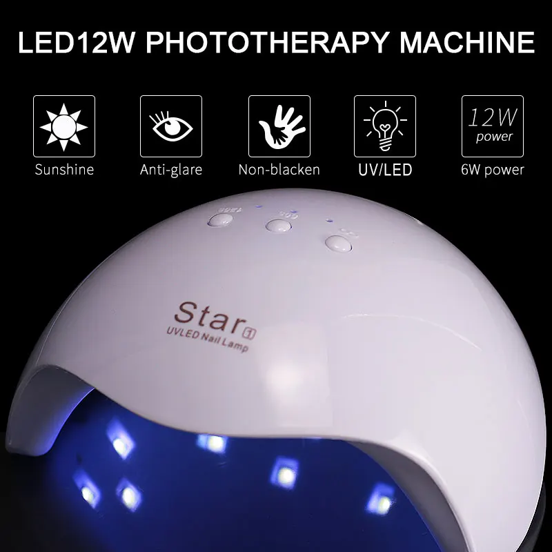 Arte Clavo 12W Nail Dryer Machine UV LED Lamp Portable Micro USB Cable Home Use UV Gel Varnish Dryer 12 LEDS Lamp Nail Art Tools