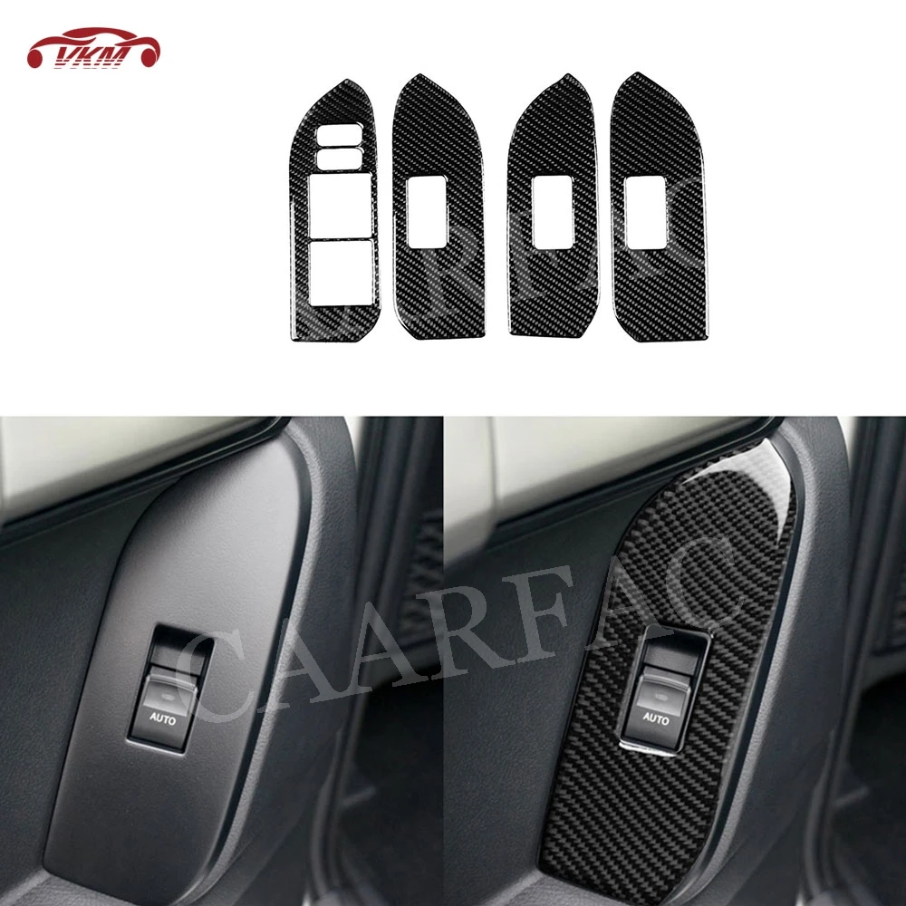 

Carbon Fiber Car Window Lifter Switch Button Trim Frame Decals Cover Stickers For Toyota Land Cruiser Prado 2010-2018