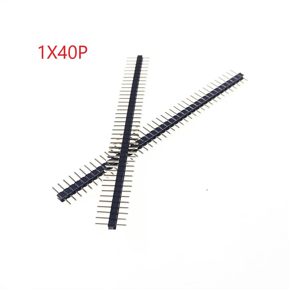 

200pcs 1x40 Pin 2.54mm Pitch Pin Header Male single row straight square pin 2.54 pitch through hole gold plated