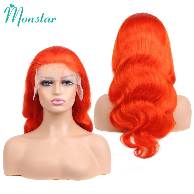 150 180 210 Density Orange Ginger Color 13x4 13x6 360 Lace Frontal Wigs Pre Plucked Brazilian Straight Lace Front Human Hair Wig