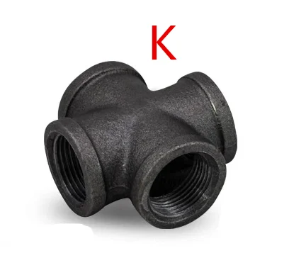 Antique Style Black self colour malleable iron pipe fittings connectors Black cast Iron threaded pipe 1/2 inch 3/4 inch 1 inch