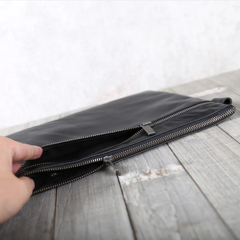 Men Clutch Bag Genuine Leather Luxury Handmade Business Office Handbags iPad Pack Top-end Male Hand Bag Casual Cell Phone Wallet