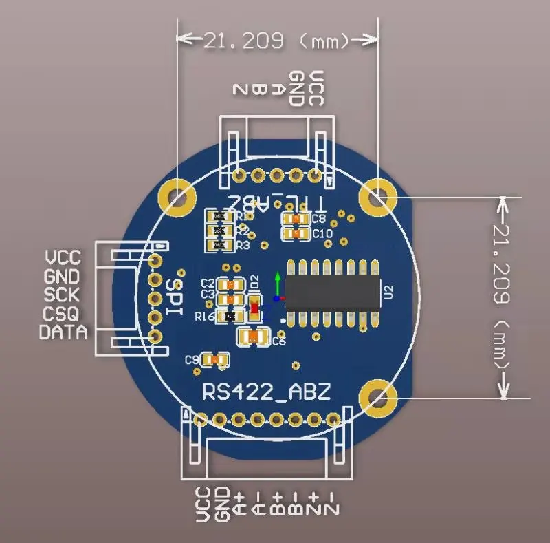 Magnetic encoder, angle sensor, tle5012b, high precision 15 bit, ABZ, SPI, RS422