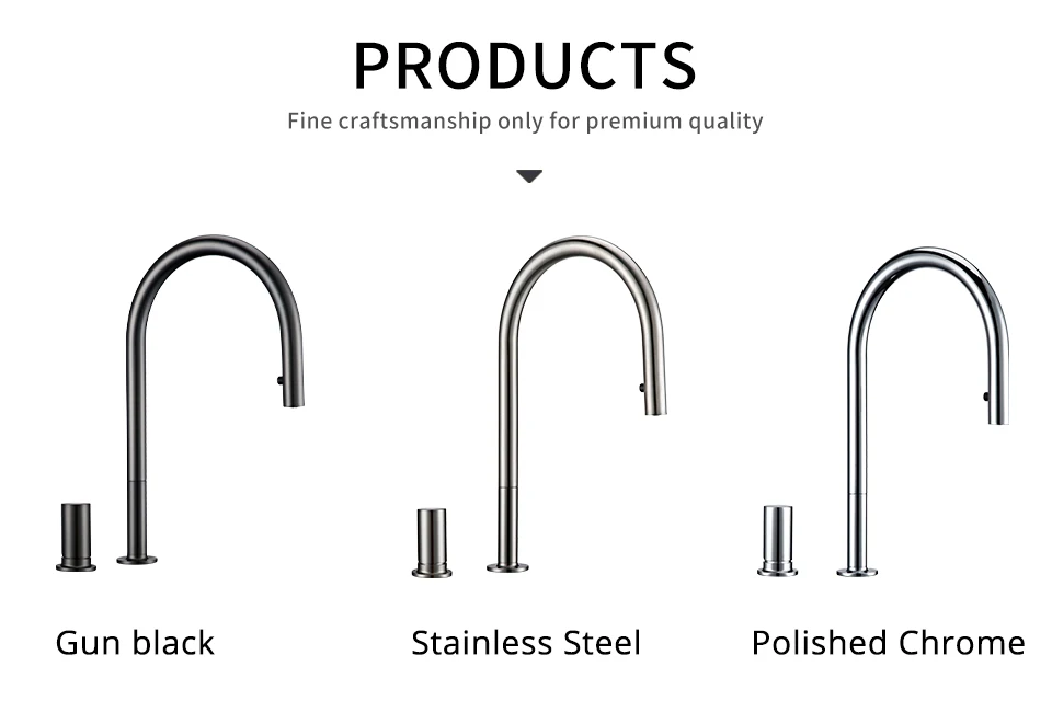 Pull Down Kitchen Sink Faucet Brushed Gunmetal Black Single Handle Double Hole Hot And Cold Sprayer Brass Countertop Mounted