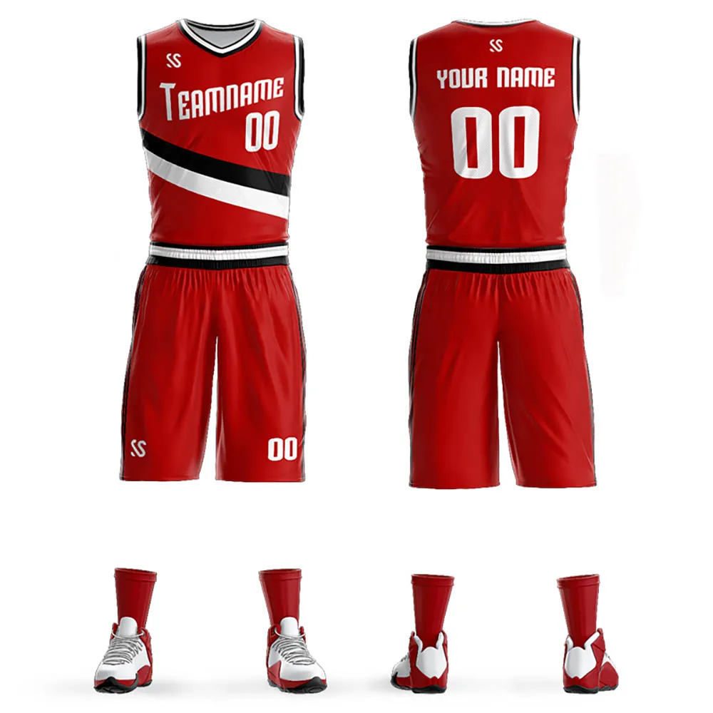 Custom Basketball Jersey Set College League Printed Team Name Number Logo Letter Basketball Training Suit for Men Youth