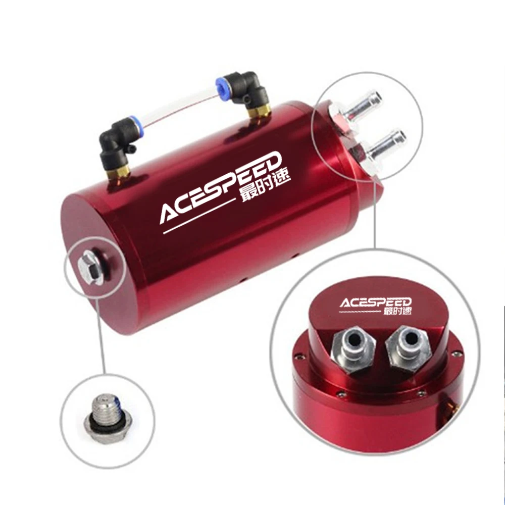 0.75L Universal Aluminum Alloy Reservoir Round Oil Catch Can Tank Collector Fuel Tank