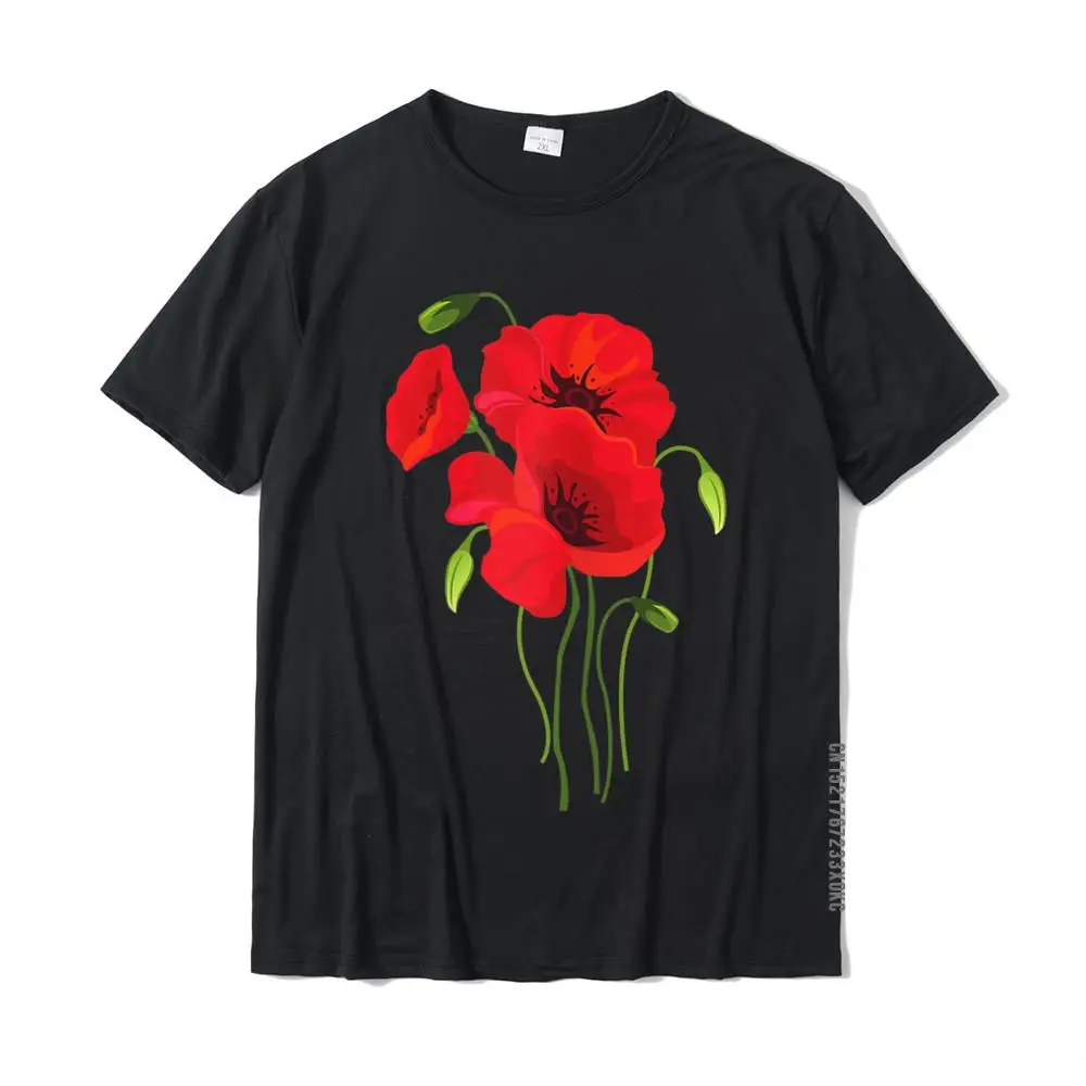 Womens Cute Spring Poppies Memorial Day Spring Flowers Mothers T-Shirt Printed On Men's Tshirts Retro Cotton T Shirt Birthday