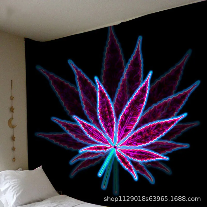 Plant hemp leaf wall hanging tapestry bedroom decoration home decoration tapestry live background cloth