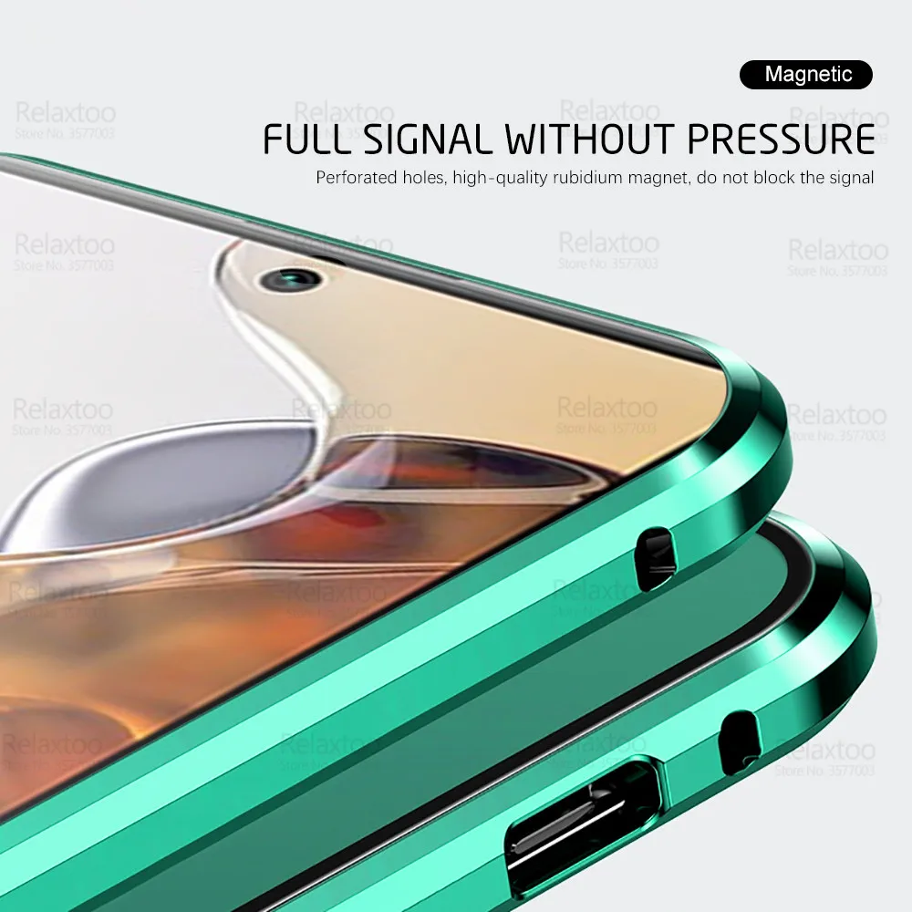 For Xiaomi 11T Pro Case 360° Magnetic Flip Protection Cover For Xiaomi11T Mi 11 T Mi11T 11TPro Double Sided Tempered Glass Coque