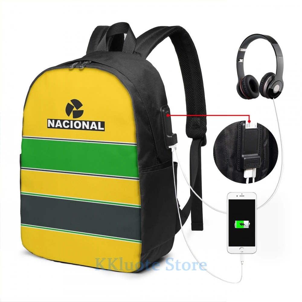 Funny Graphic print Ayrton Senna helmet. USB Charge Backpack men School bags Women bag Travel laptop bag