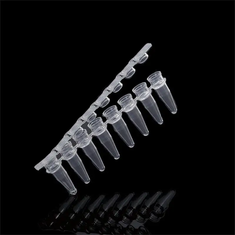 IKEME 0.1/0.2ml 8 Strip PCR Tube 200pcs Ultra-thin Wall DNase-/RNase-free With Cover Laboratory Transparent Centrifuge Tube