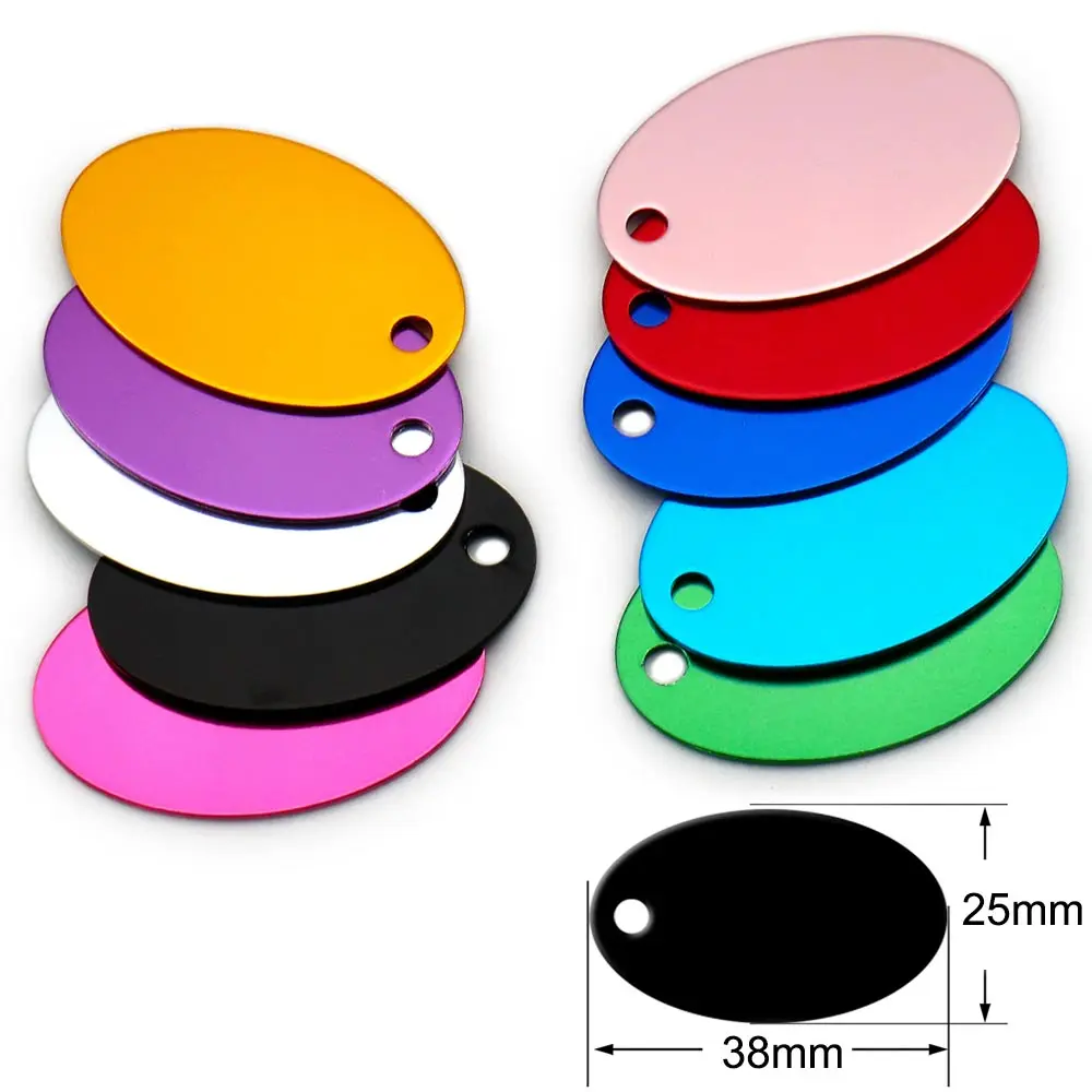 Zufällige Mischung, 100 Stück, blanko, Aluminium-ID-Tag, personalisierbar, für Hunde und Katzen, Namensschilder, individueller Anhänger, gravierbares Ornament-Zubehör