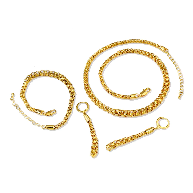 

FS очаровательные серьги/ожерелье/браслет позолоченный модный стильный комплект ювелирных изделий для женщин