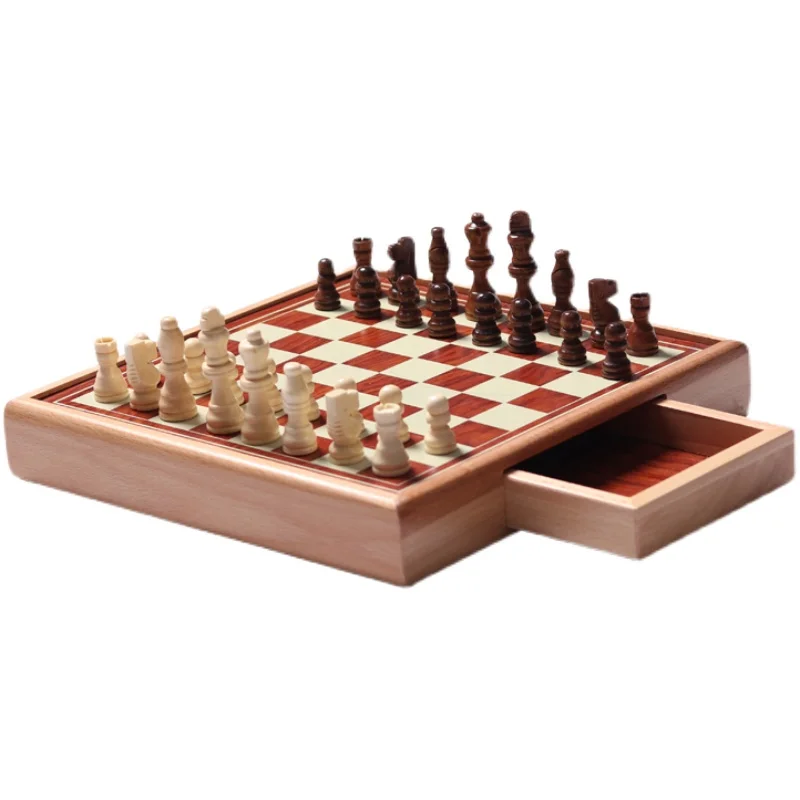 

Solid Wood Chessboard Drawer Style Birch Chess Set Game-Specific Creative Wooden Pieces Portable