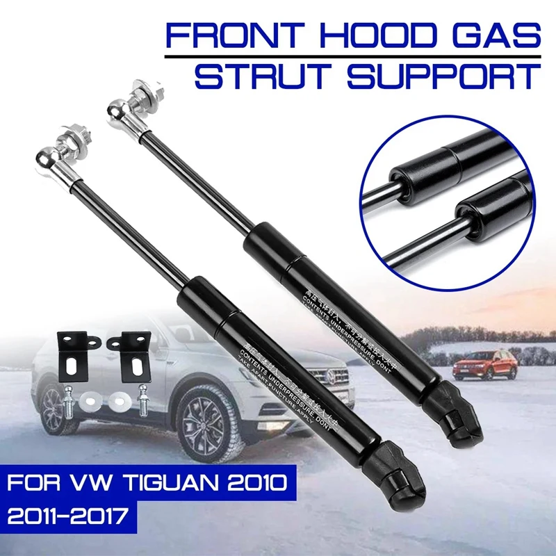 2Pcs Front Engine Cover Bonnet Hood Gas Strut Bars Gas Spring Shock Lift Support Rod for Tiguan Mk1 2010-2017