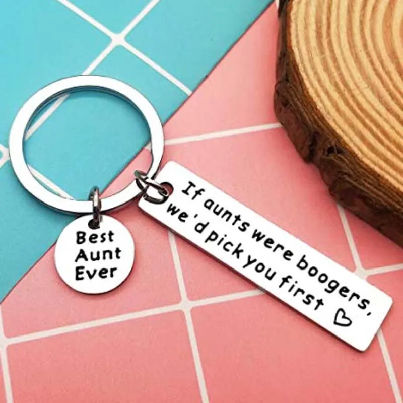 Aunt Gift Auntie Keychain Gift for Special Aunt Aunty Birthday Gift from Nephew Niece If Aunts were Boogers We’d Pick You First