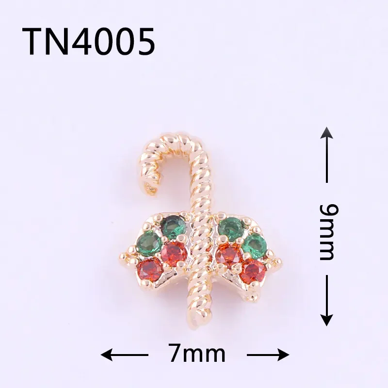 

10pcs TN4005 Christmas Candy Alloy Zircon Nail Art Crystals Jewelry Rhinestones Nails Accessories Supplies Decorations Charms